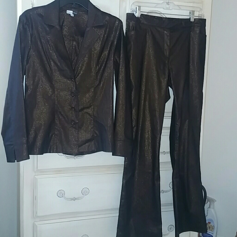 2 piece stylish copper metalic suit